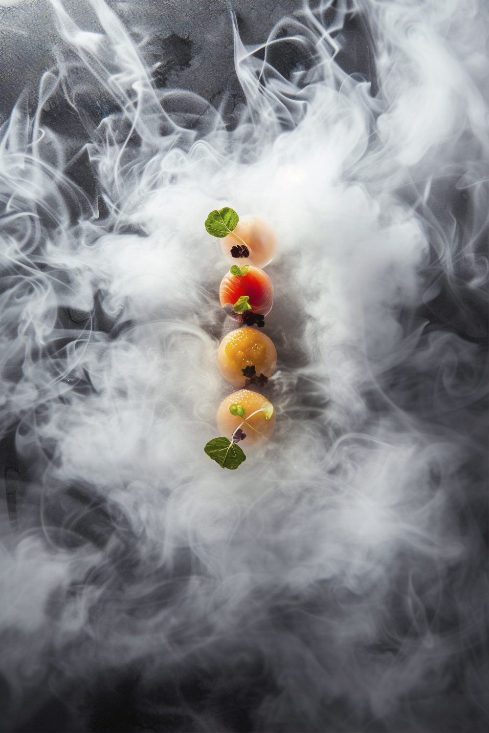 Smooked food with fruits