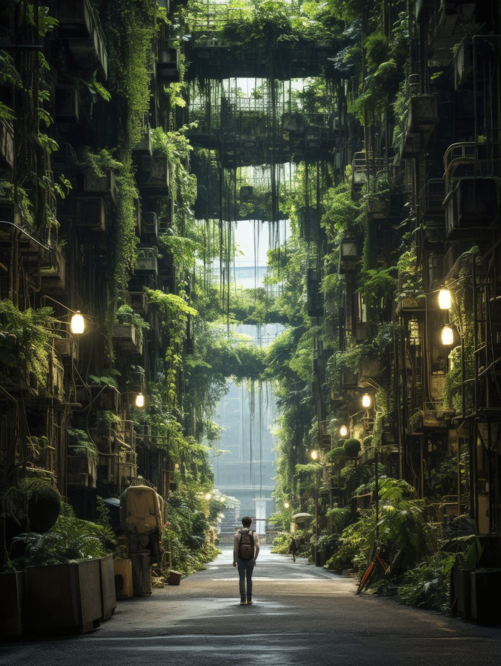 View futuristic urban city