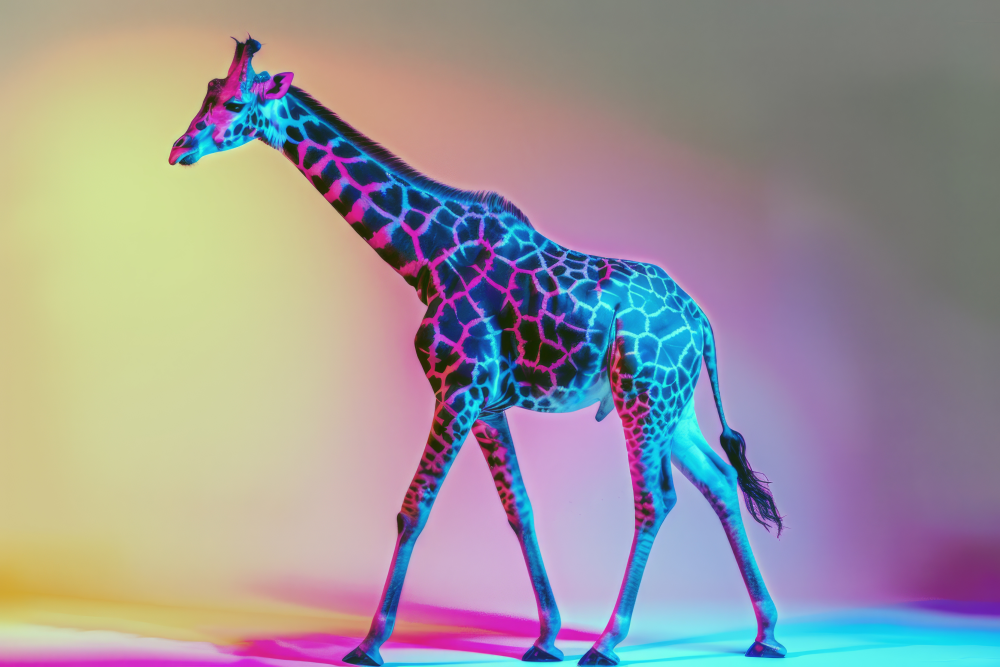 Zürafalar neon ışıklar